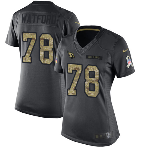 Women's Limited Earl Watford Nike Jersey Black - #78 2016 Salute to Service NFL Arizona Cardinals